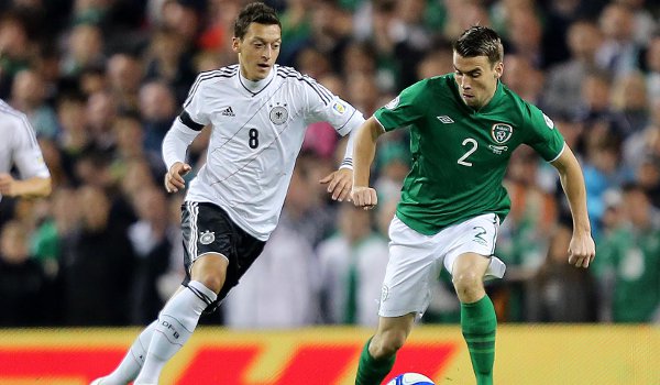Ireland's Seamus Coleman and Germany's Mesut Ozil during Ireland's 6-1 home defeat last year