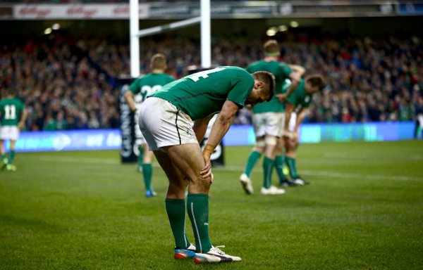 A dejected Tommy Bowe after New Zealand scored the try that preceded a winning conversion. Photo by Phil Walter/Getty Images
