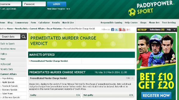 The betting page on PaddyPower.com