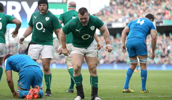 Cian Healy was injured after scoring their third try against Italy