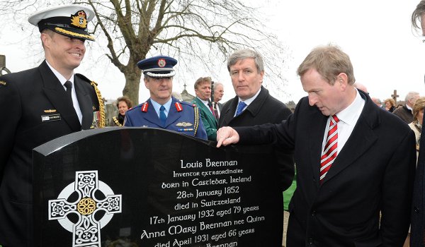 The Taoiseach inspects the new headstone at the London grave of Mayo inventor Louis Brennan