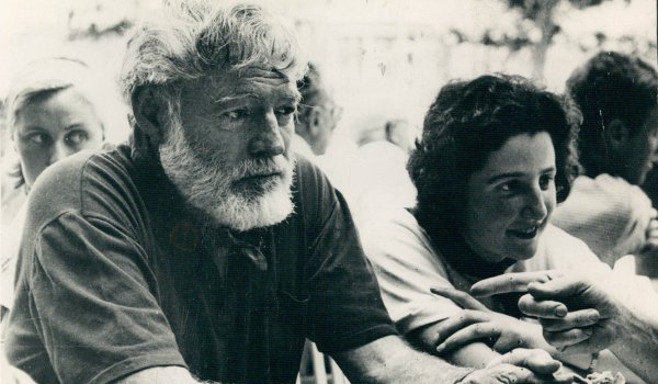 Ernest Hemingway (left) with Valerie Danby-Smith
