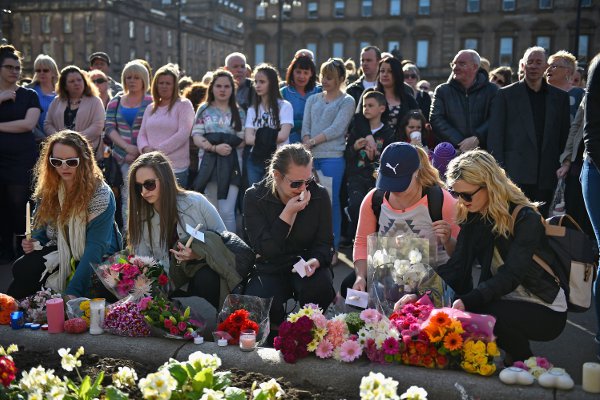 > at George Square on April 17, 2015 in Glasgow, Scotland.