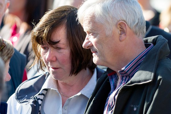 Heartbroken Marian and John Buckley at the memorial to their beloved daughter. Photo: PA