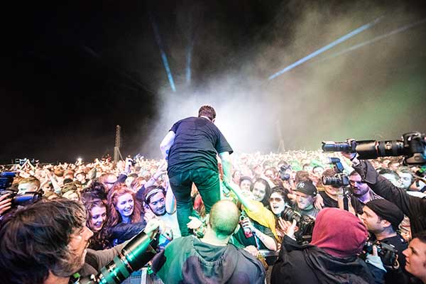 Foals crowd surf from the Electric Picnic stage