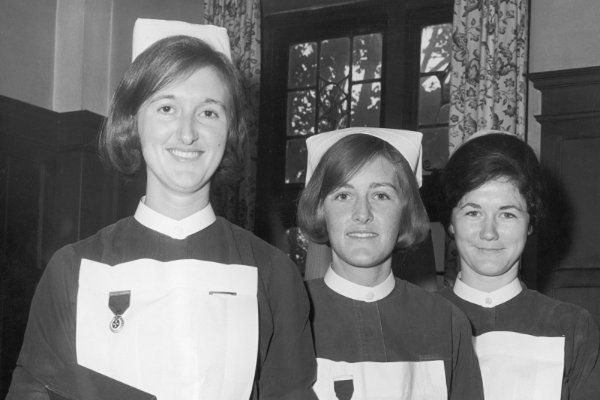 These Irish nurses took the top three places in the British Nurse of the Year in 1964. Left to right Maureen Grennan, Patricia Simonds-Gooding and Dympna McGarry. Picture: William Vanderson Fox (Archive Getty Images)