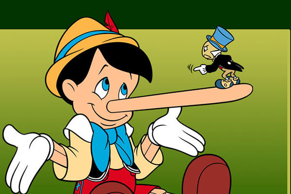 pinocchio If you are thinking about fibbing about your age online, don't. Remember Pinocchio lied and then this happened