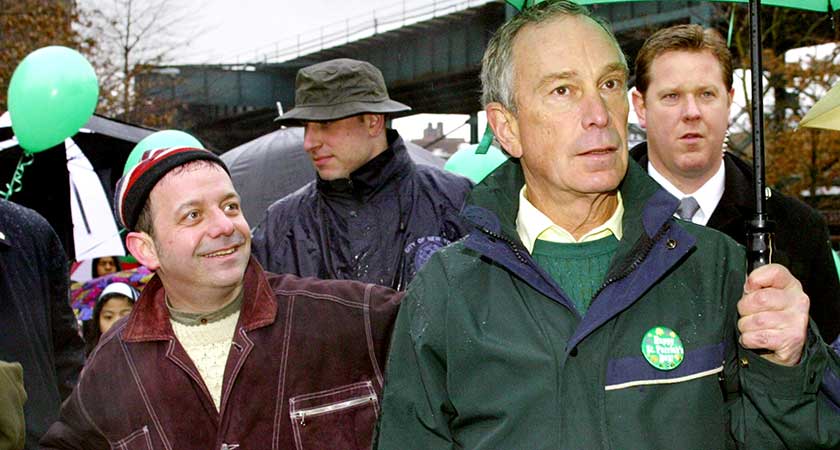 Lavender and Green Alliance founder Brendan Fay with then New York mayor Michael Bloomberg at the 2003 alternative St Patrick's For All parade (Picture: Getty)