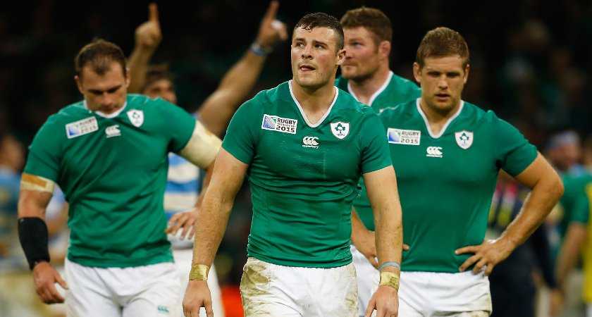 Robbie Henshaw contemplates defeat as Argentina celebrate at the whistle [Picture: Getty]