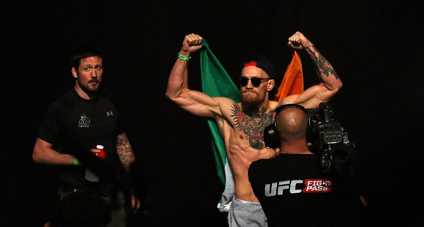 Conor McGregor and his coach John Kavanagh. Picture@ Inpho