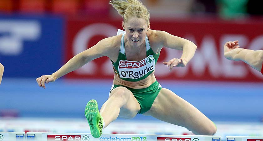 2013 European Athletics Indoor Championships, Scandinavium Arena, Gothenburg, Swedan 1/3/2013 60m Hurdles Semi-Final Derval O'Rourke on her way to finishing in 4th position in the Women's 60m Hurdles semi-final, qualifying for this evening's final Mandatory Credit ©INPHO/Morgan Treacy