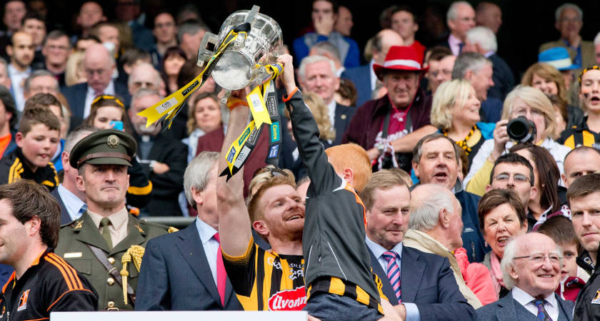 Richie Power and son with the Liam McCarthy Cup last September [Picture: Inpho]