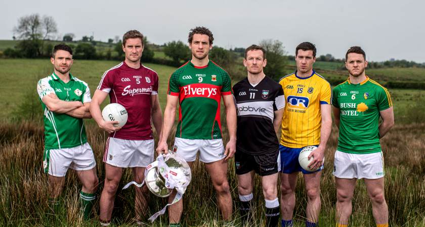 2016 Connacht Senior Football Championship Launch, Claremorris, Co. Mayo 11/5/2016 Dave McGreevy (London) Gary O’Donnell (Galway) Tom Parsons (Mayo) Mark Brehony (Sligo) Cathal Cregg (Roscommon) and Gary Reynolds (Leitrim) Mandatory Credit ©INPHO/James Crombie