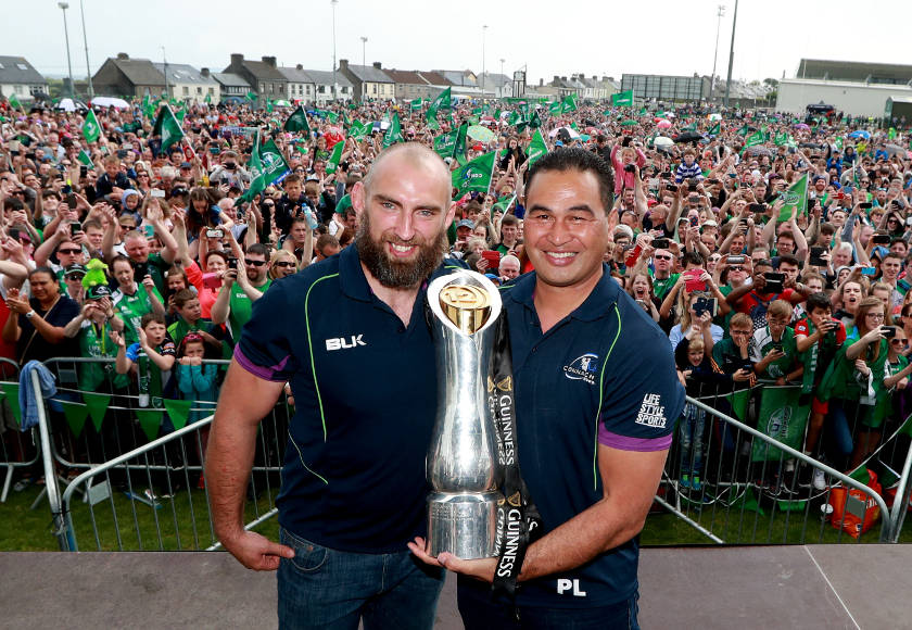 Connacht Rugby Team Homecoming, Galway 29/5/2016 John Muldoon and head coach Pat Lam Mandatory Credit ©INPHO/James Crombie