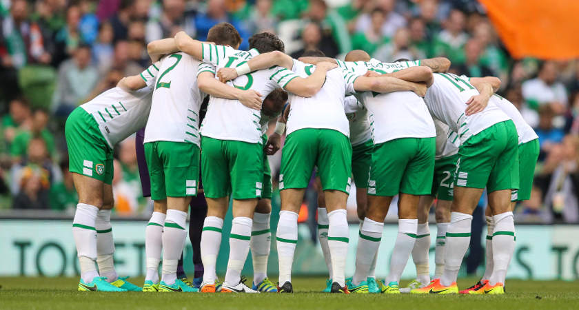 Three International Friendly, Aviva Stadium, Dublin 27/5/2016 Republic of Ireland vs The Netherlands The Ireland team huddle before the game Mandatory Credit ©INPHO/Gary Carr