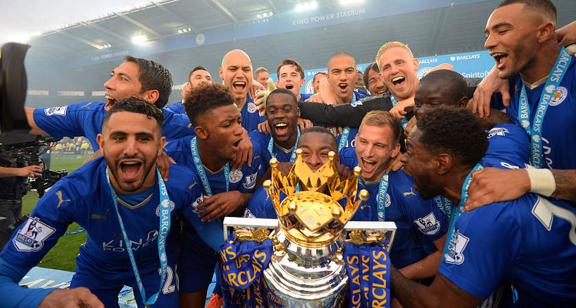 Leicester players celebrate their remarkable Premier League title win [Pictures: Getty]