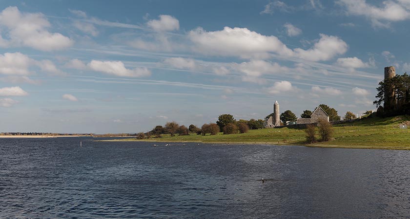 Peaceful Clonmacnoise, at a bend in the Shannon. 