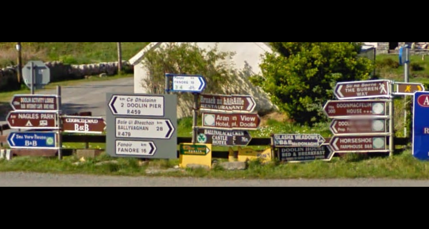 Signposts in Doolin, Galway. Picture: Google Maps