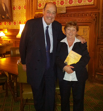 Noeleen pictured with Nicholas Soames MP, grandson of Winston Churchill