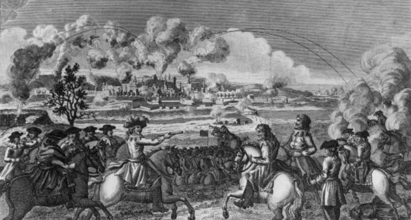 The storming of Drogheda in Ireland by Cromwell and his troops of the New English Republic, 11th September 1649. Many citizens were massacred and the garrison's officers shot which was against the code of warfare at the time. Original Artwork: Engraving by Barlow (Photo by Hulton Archive/Getty Images)