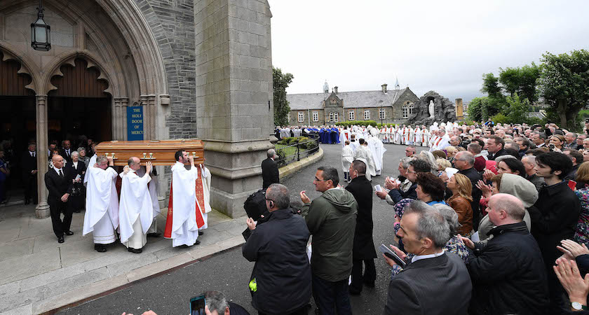 The remains of Bishop Daly are carried from St. Eugene's Cathedral Picture: Charles McQuillan/Getty Images