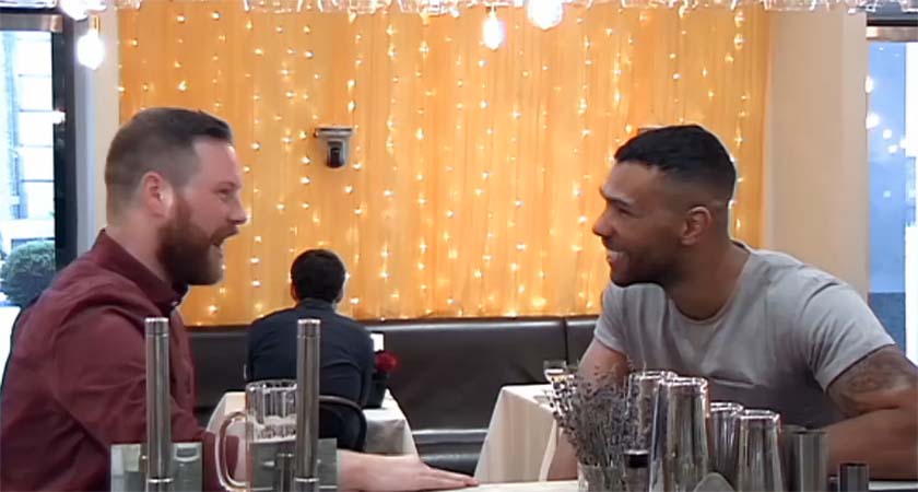 Damian's tics were irrelevant to blind date Kai, who was besotted with the Derry man. (Source: Channel 4) 