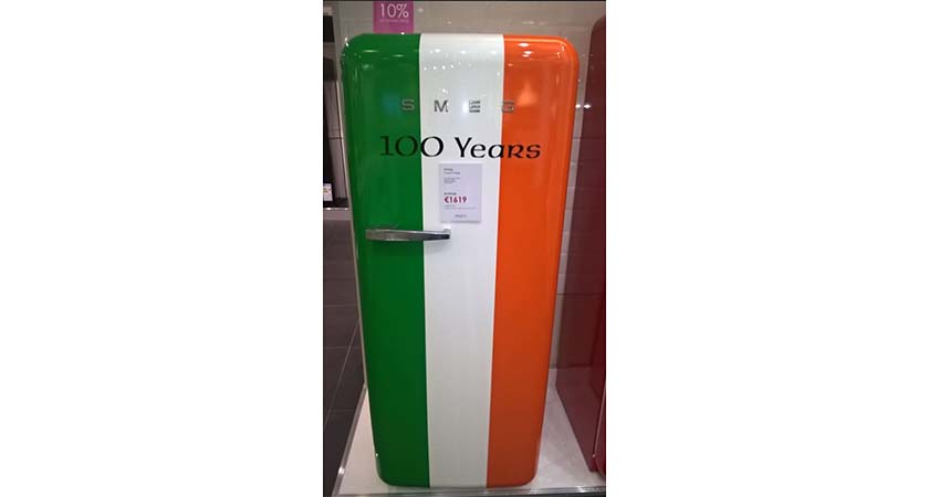 The commemorative 1916 Easter Rising fridge is on sale in Arnotts for €1619. (Source: Facebook)