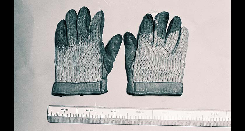 The gloves left at the scene of Susan Donoghue's murder. (Source: Avon and Somerset Constabulary) 