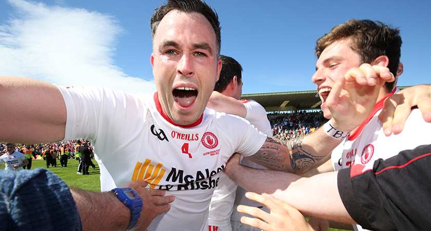 Cathal McCarron celebrates winning the Ulster GAA Senior Football Championship for Tyron in July [Mandatory Credit ©INPHO/Presseye/Andrew Paton]