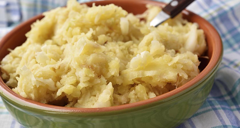 Colcannon the traditional Irish dish with mashed potato and cabbage