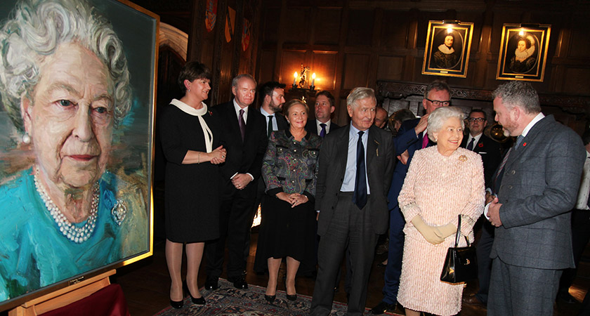The Queen with Colin Davidson at the unveiling of the artist's portrait [Picture: Joanne O'Brien]