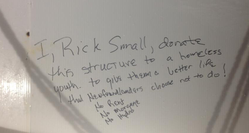 The note from Rick Small, creator of the vessel. (Ballyglass Coast Guard/Facebook)