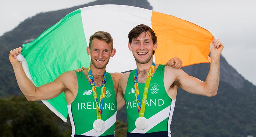 Rio 2016 Olympic Games Day 7, Rio de Janeiro, Brazil 12/8/2016 Rowing - Men's Lightweight Double Sculls Final Ireland's Gary and Paul O'Donovan celebrate winning a silver medal Mandatory Credit ©INPHO/Morgan Treacy