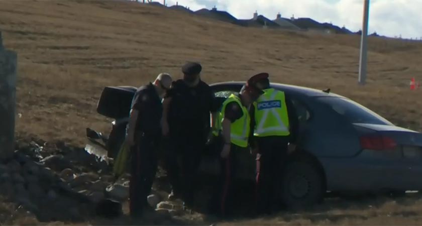 The scene of the car crash in which Mr Maher died. (Picture: CTV)