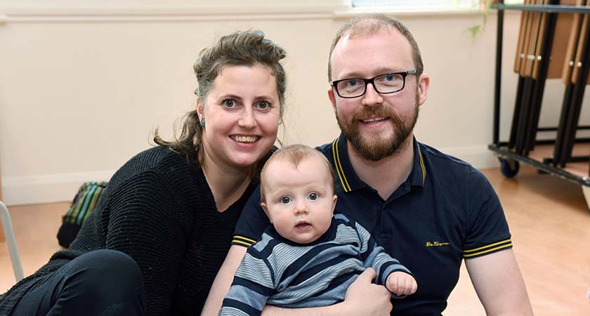 London Irish Playgroup founder James McDonald is pictured with his partner George Curtis and their 8 month old son Solomon 