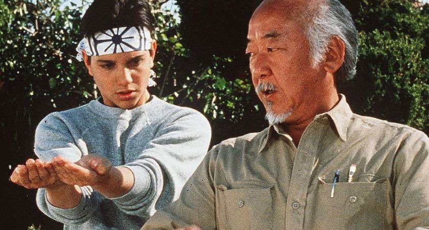 Ralph Macchio and Pat Morita in Karate Kid.