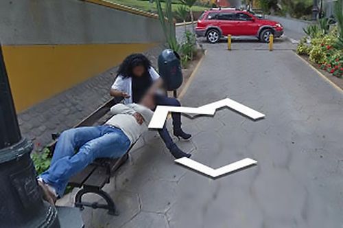 Husband accidentally catches cheating wife and lover on Google Street View.