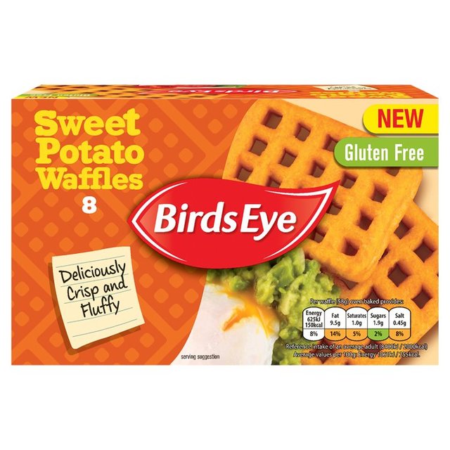 Birds Eye unveils its new potato-based creation: sweet potato waffles.