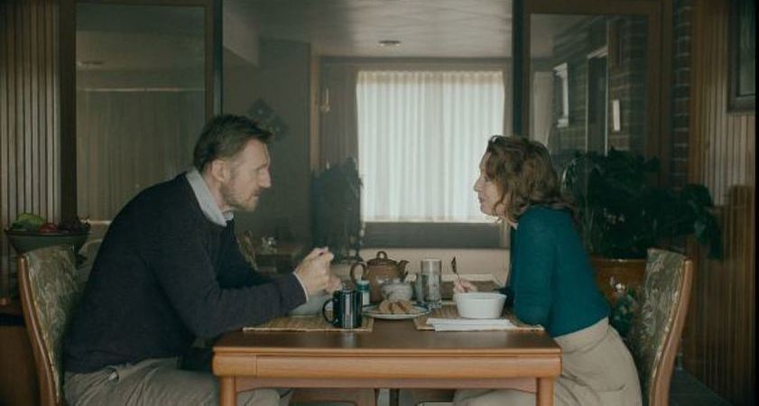 Liam Neeson and Lesley Manville in Normal People.