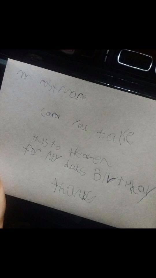 7-year-old boy who asked postman to send birthday card 'to my dad in heaven' gets 'lovely' response.