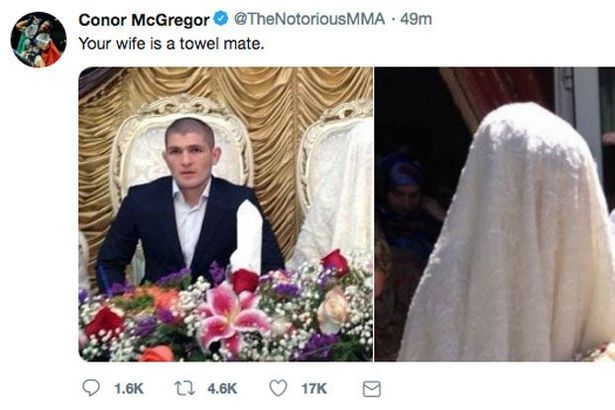 Conor McGregor criticised for 'Islamophobic' tweet at Khabib Nurmagomedov's wife.