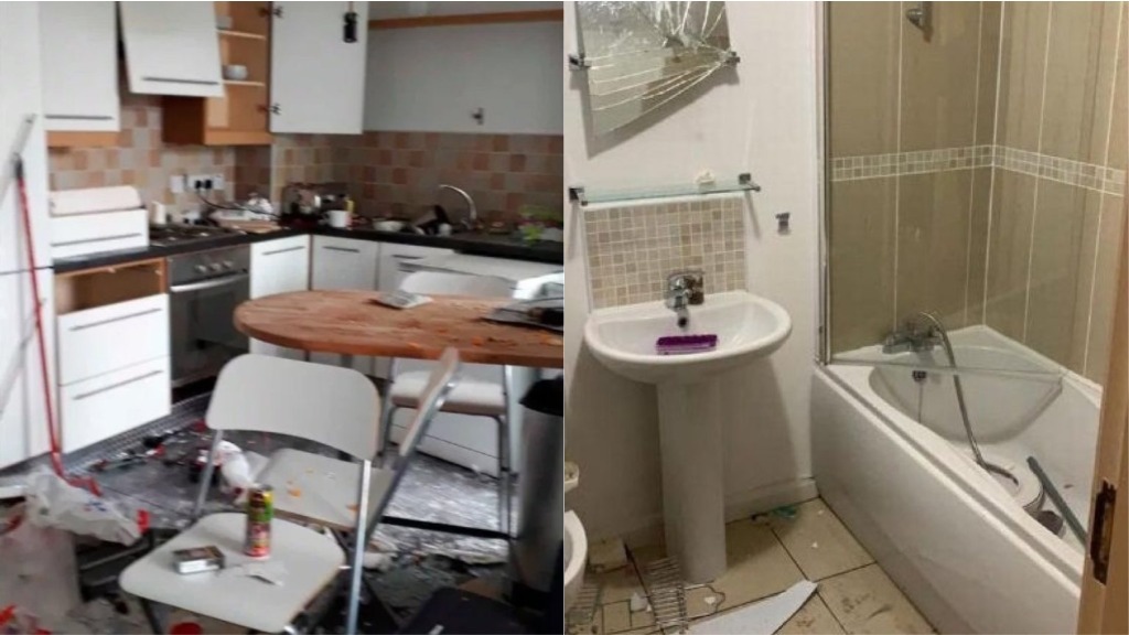 Belfast rental flat decimated by vandals at unauthorised party organised on social media.