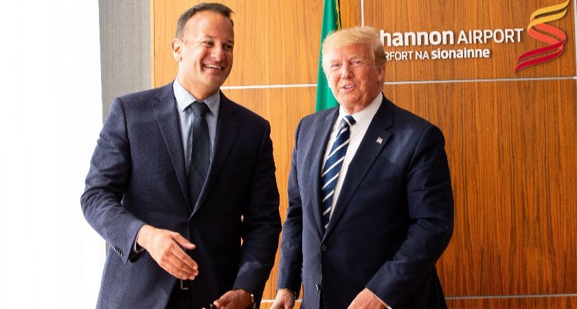 Donald Trump likens Irish border issue to wall between US and Mexico during visit.