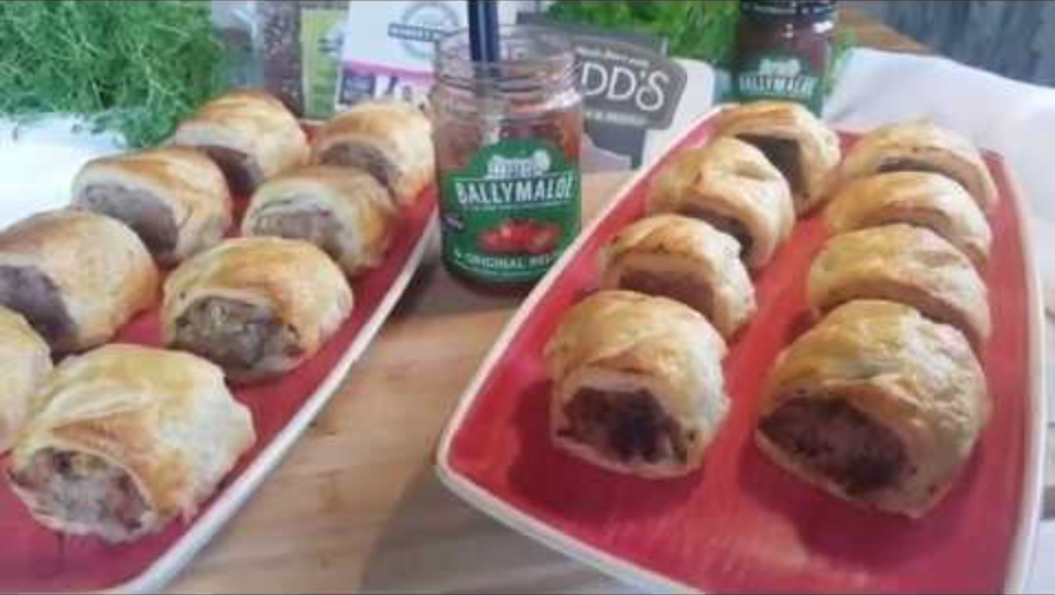 This recipe for Irish sausage rolls with black pudding and Ballymaloe relish will make your lunch time
