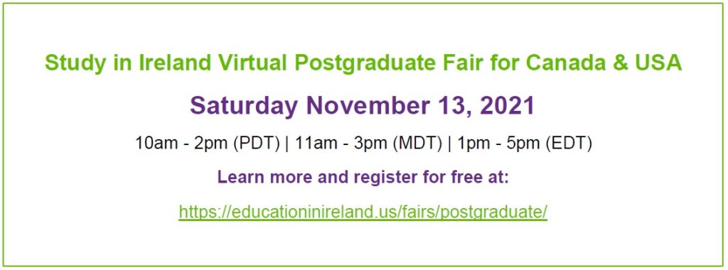 Study in Ireland Virtual Postgraduate Fair - USA and Canada